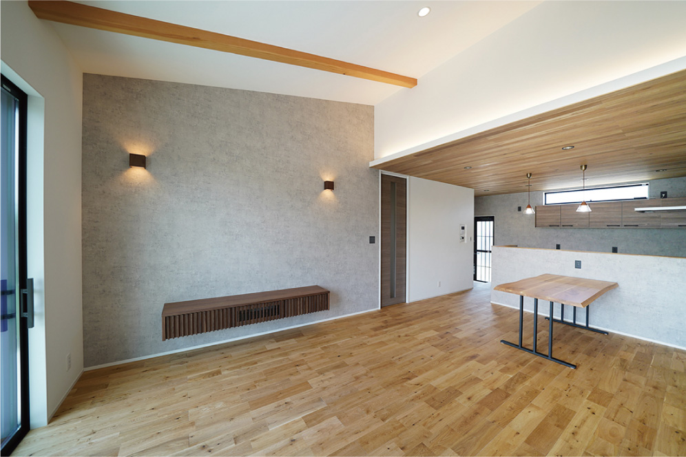 シンプルで美しい片流れ屋根のVintage Modern Styleの平屋